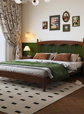 法式古床黑色复1.5m1.8m双约人床现代简美AUF式实木温莎床主家卧