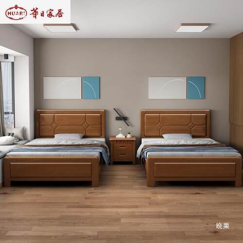 华日1.米全实3木床小户型21米5高箱储物1.5单m家用小床T00890cm橡