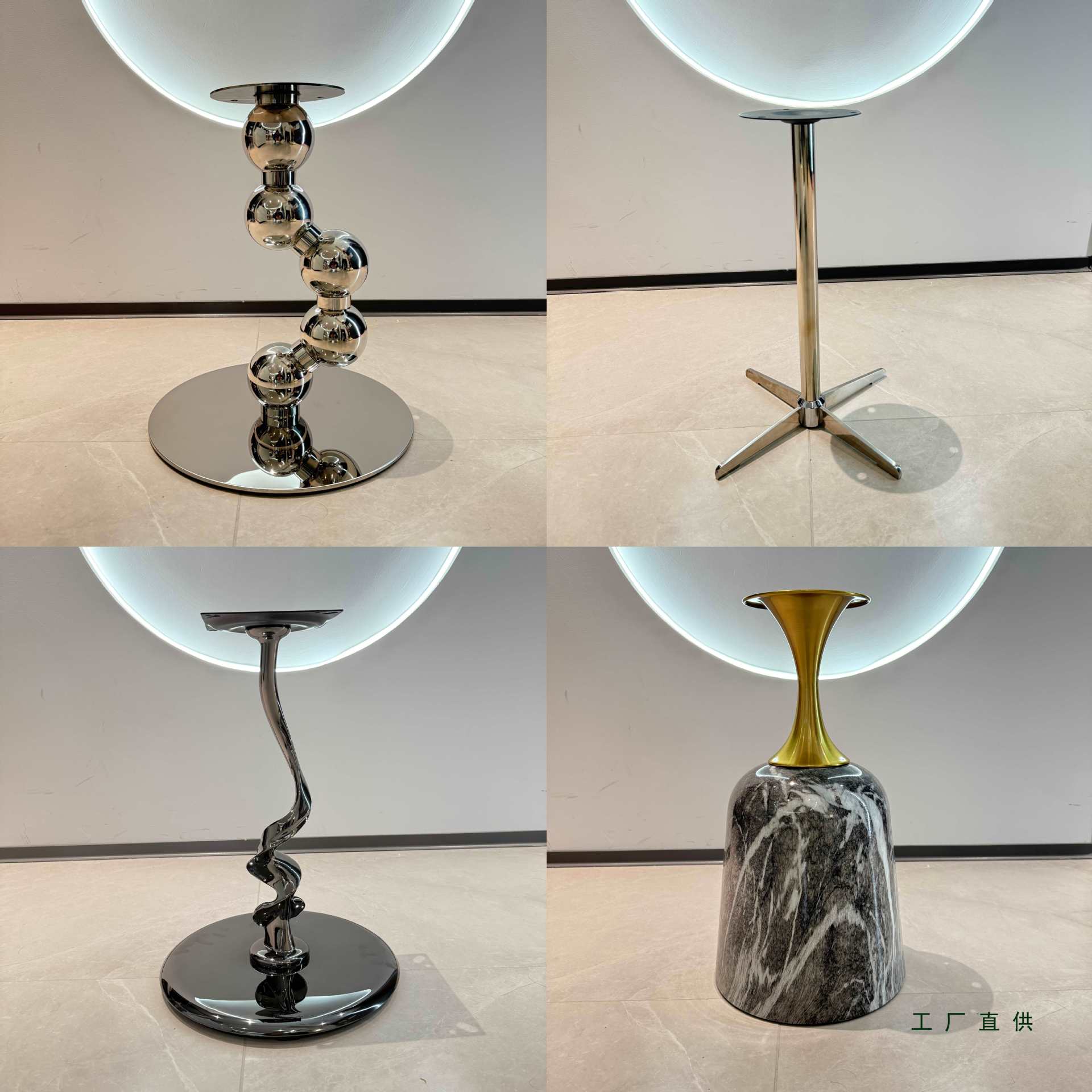 意式极简不锈钢加厚茶几底座图片