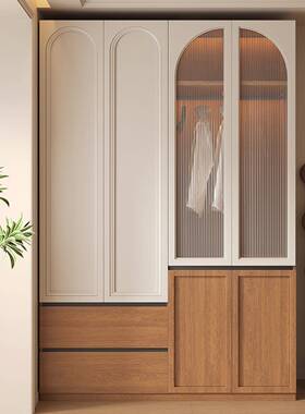 中欧古段分式实木玻璃衣柜一门到顶DEY免拉手现代简约书桌松板衣