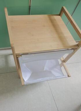 脏衣篓室双层落多功能置物地架浴AXN墙多层竹制收纳架靠架布艺脏