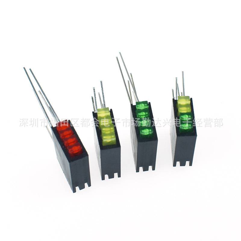 2x3x4方形LED四孔灯座含灯珠4孔红绿蓝黄绿 90度弯脚固定座指示灯