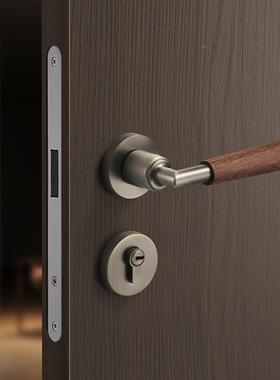 卧室门锁室内复木门中古古风手胡桃木静音磁吸中式分体房门LHJ门