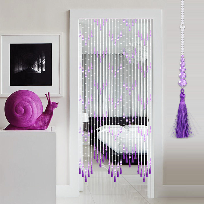 紫色水晶珠帘玄关装饰客厅过道网红挂帘软隔断免打孔流苏穗门帘子
