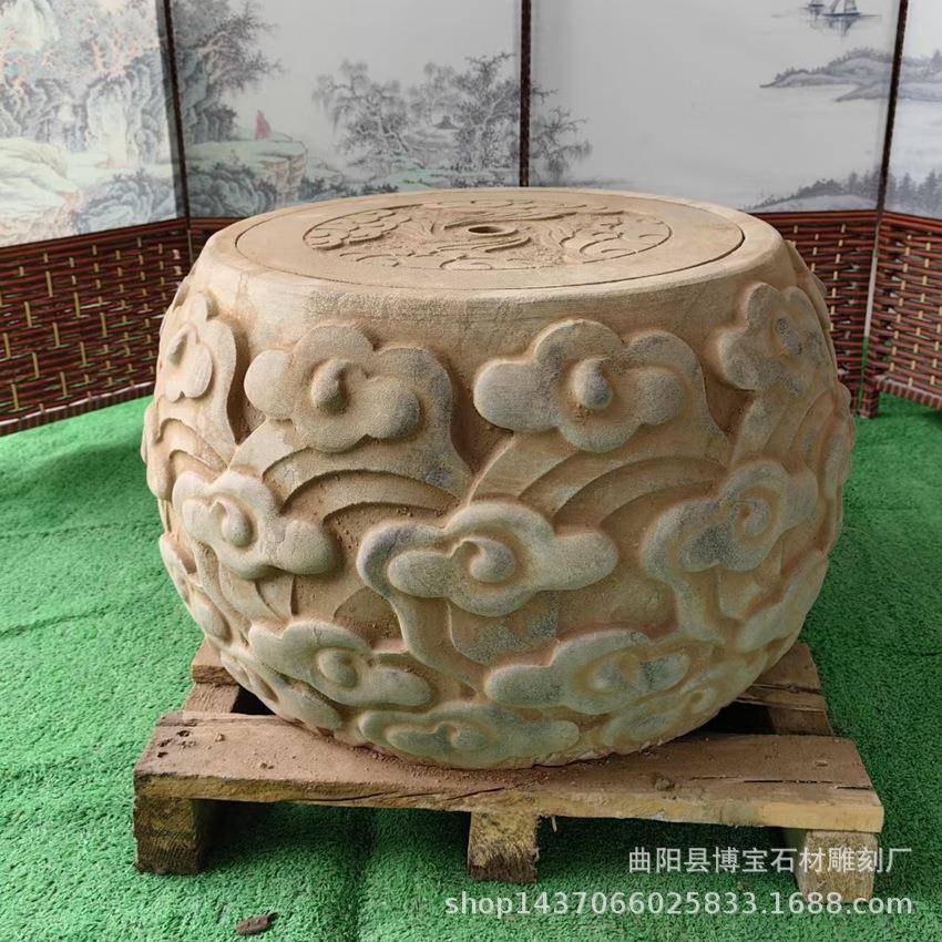 庭院青石井口井圈压仿古井口压水机流水手动水QXR出水观景农具摆