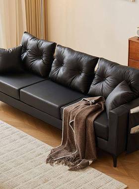 用双三人位黑色26605发皮沙发客厅沙家户型小公寓出租房屋办公室