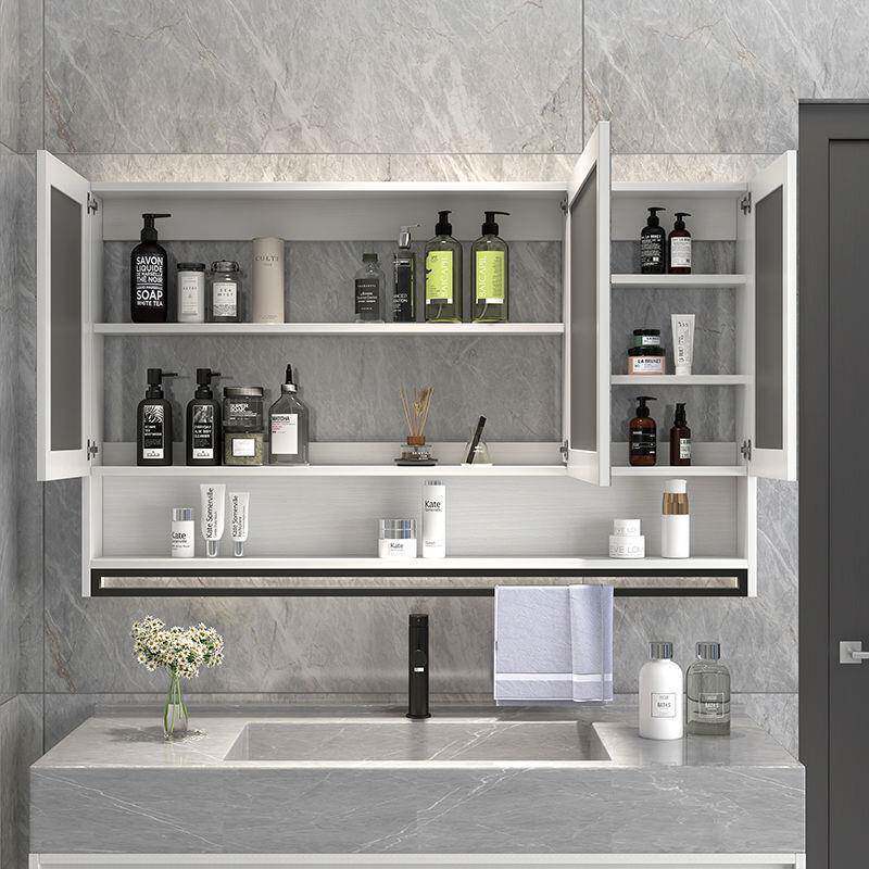 多层实室智能镜柜单独挂墙FNS式卫浴生间收纳除雾镜子带灯置物木