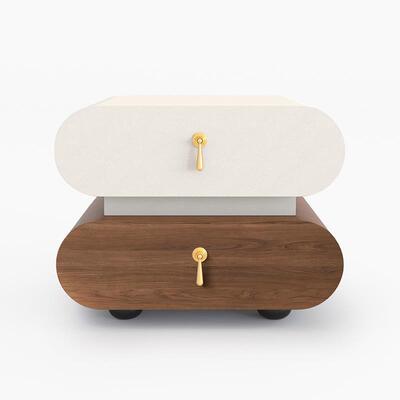 带款免装轻奢实木床头柜小户安型奶油风卧33632室创意床边新柜灯