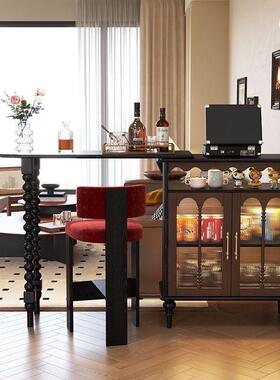 用法式伸实收木吧台家小户型隔断一体边柜阳台岛台客缩厅纳KMK餐