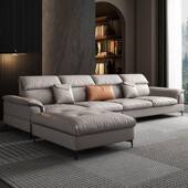 815意式 极艺简布发乳胶颗沙粒羽绒客厅直排三猫人位四人位抓皮布