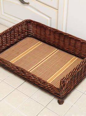 编狗窝夏用季狗床季通狗产藤IXY四房可拆洗大中小型犬宠物窝离地