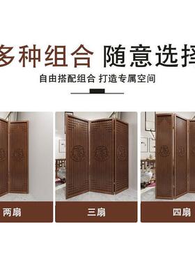 现代简中式屏客风隔断厅XWK轻奢网约红可折叠移动办室木质公玄关