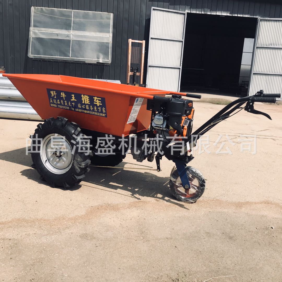 手推爬坡汽油斗车拉沙车 电启动柴油搬运车工程车 蔬菜采摘装运车