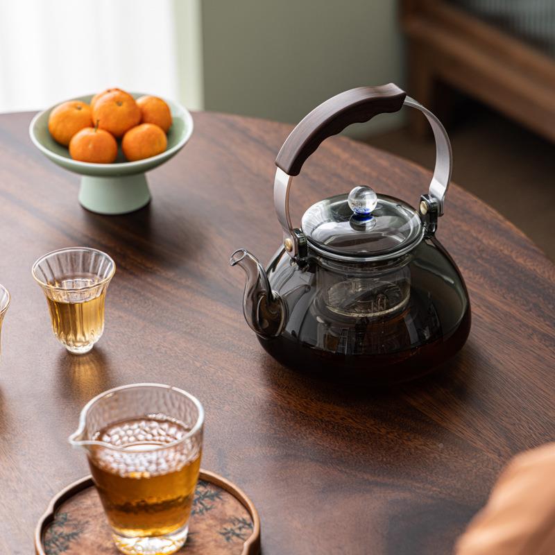 玻璃煮茶围炉煮茶电壶陶炉专用UJK耐热玻璃茶壶蒸用茶汽煮器两泡