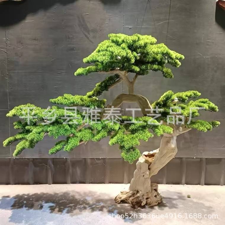 迎客松仿真松树仿生罗汉松假松树商场酒店装饰造型迎客松景观摆件