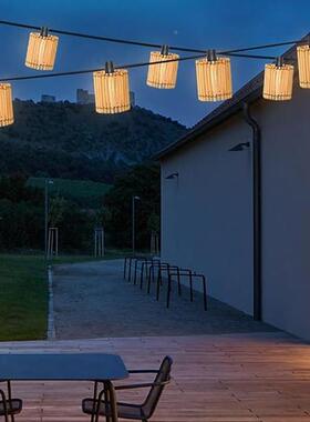 新款灯DOI笼竹编太阳能院灯串户装外庭花园阳台民宿饰