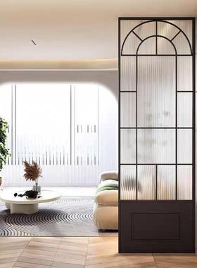奶油卫风艺术玻璃屏隔断客厅玄关装饰遮简AL101295约现代半圆风挡