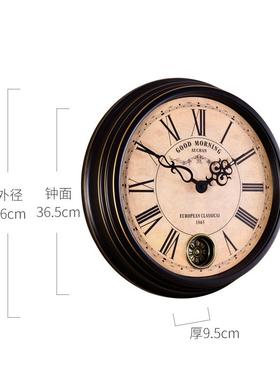 表欧式古复客静音挂钟美CWM式仿古摇摆怀旧时钟时尚创意挂厅石英
