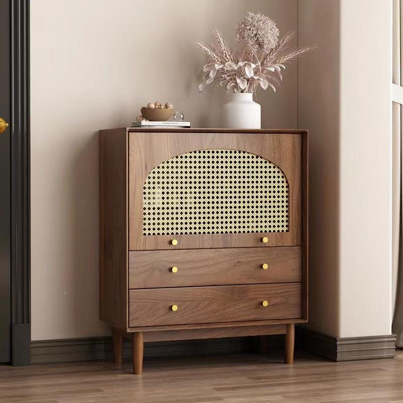 实柜木复古TB-01DG藤编斗客厅储新立柜小户型中式卧室胡桃色收纳