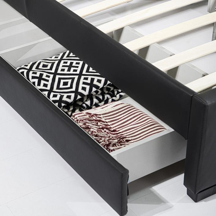 工厂X法式风格皮艺抽屉床可储物人床床单LED灯头PUbedHY76k5q9fra