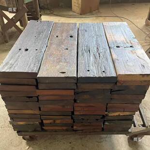 老船户木板板隔板板外风化船木置物架吧台楼梯踏RUU复古旧木头