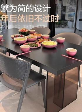 悬现浮岩餐ZG-82016桌代简小户型意式极简风黑色亚克力半岛台约餐