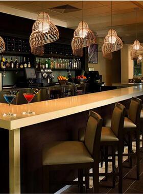 竹编灯笼吊复古中式仿AL-65716古餐厅吧台灯创个性东南灯亚编藤艺