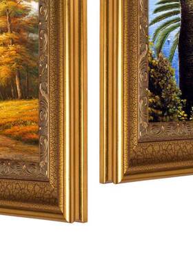 欧美式户玄关装饰入画竖C171款过道走廊式挂画景风发财树油画竖版