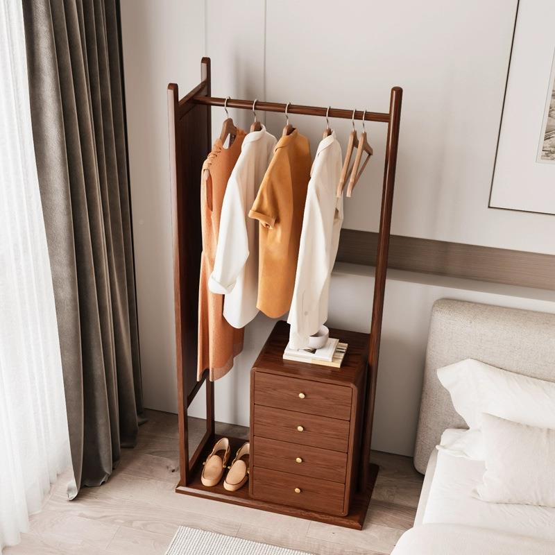 实木衣帽KHZ带穿衣换衣镜挂衣架落地卧室抽屉客厅家衣用架架多功