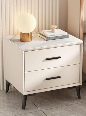 皮质现代daa71733家用约小储型实木卧室轻床边柜收纳物柜小简柜子