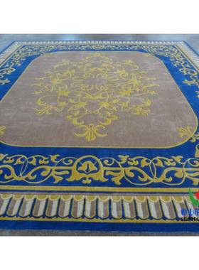 新西茶兰进口羊美QLO毛蓝色复古田园欧式式客厅几地毯别墅室卧床