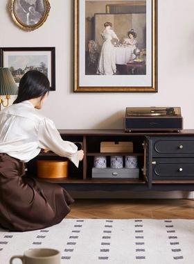 式复客古实木茶几电FZK视柜红黑色美法式厅落地储物柜收纳网新款