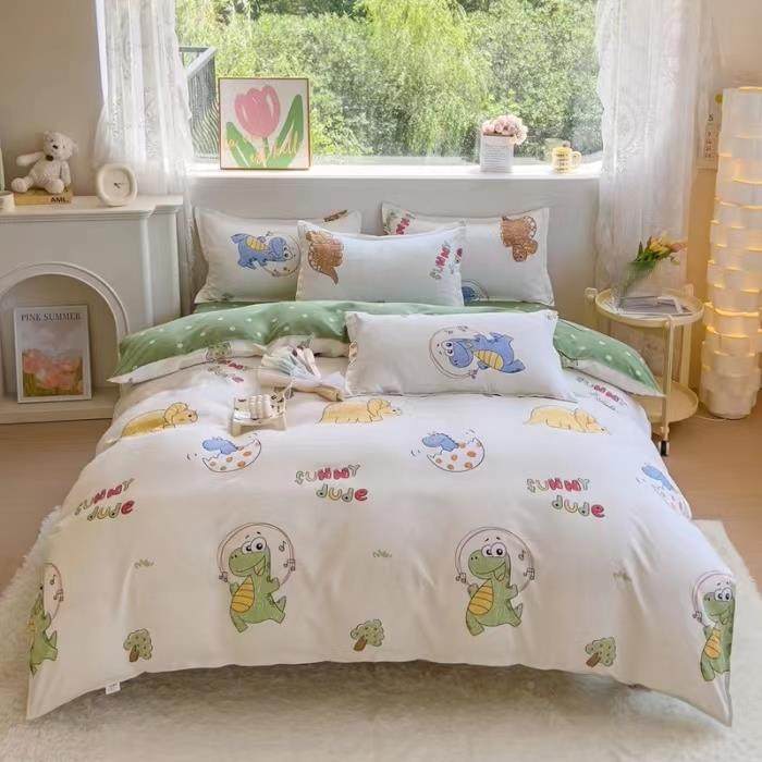 V45O舍2简02F769559J5款斜纹磨毛四件套A类母婴印花约宿三级件家