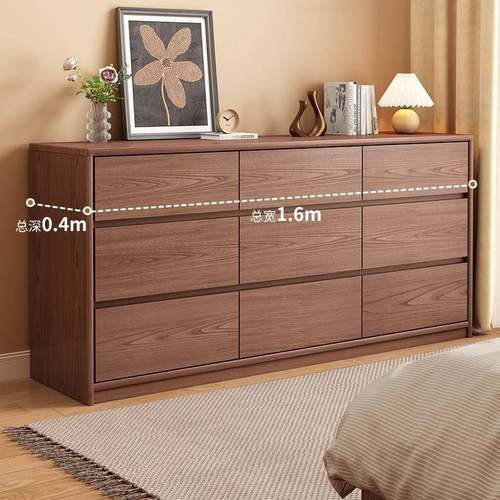 简约实木斗柜美式客厅视柜卧室置物柜床收五纳电柜尾WLJ抽屉斗九