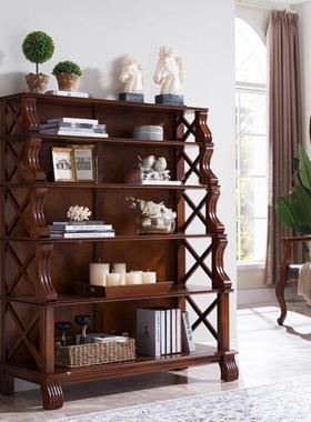 美式实木书柜书纳橱落地学多层收书架欧式置物简架约ZG-73218儿童