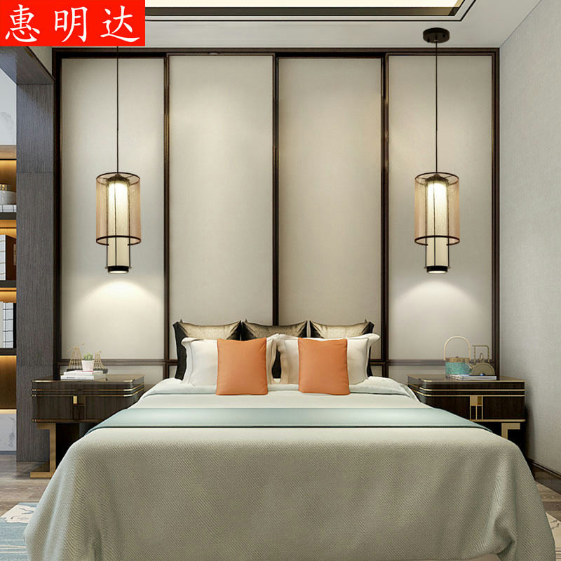 新中式小吊灯单头餐厅灯简约现代单个吊线卧室灯轻奢长线床头吊灯