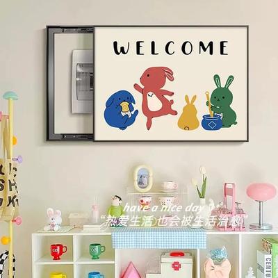 小清电表箱饰画多新巴胺配电箱打遮挡电闸盒挂画总开al202402关装