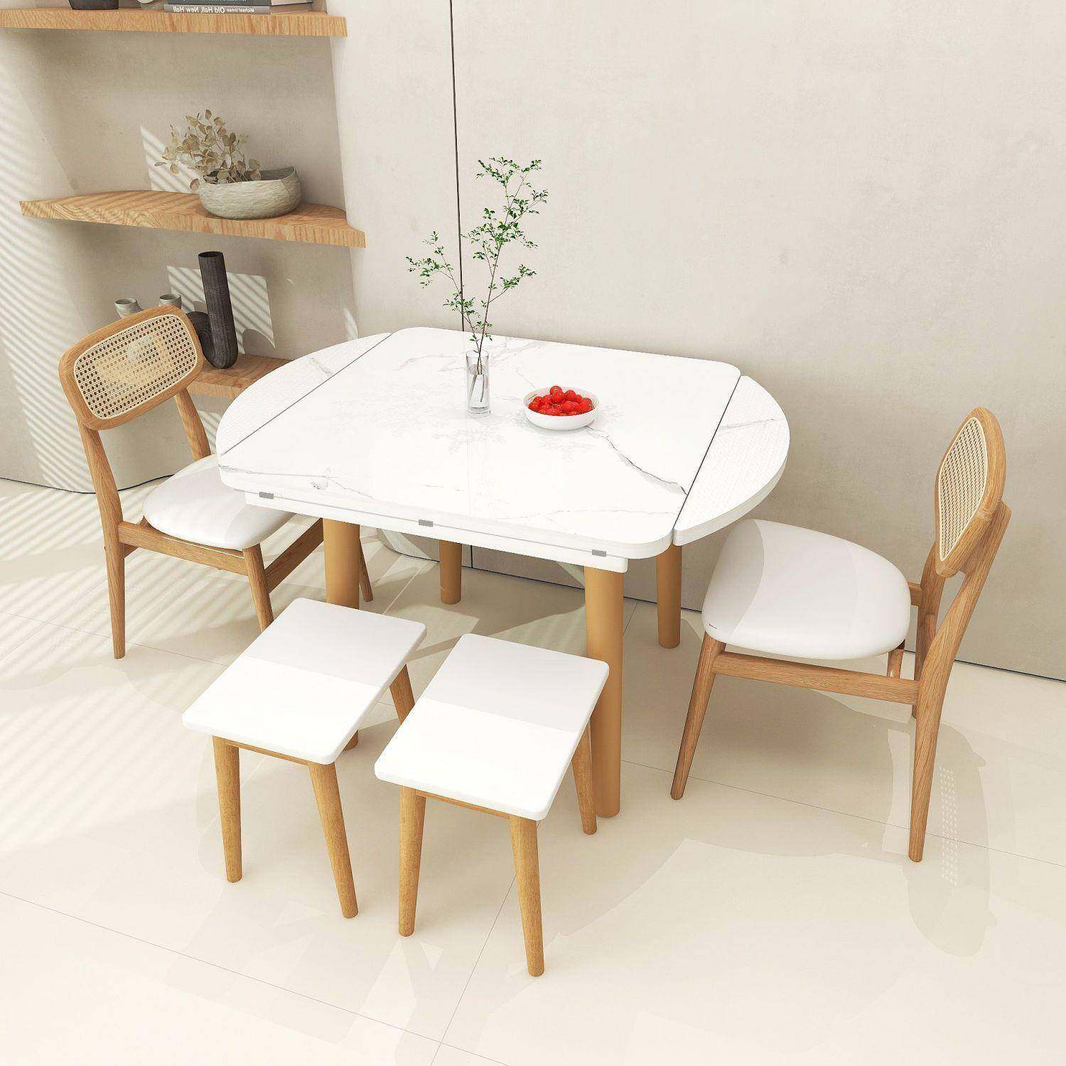 225新款正岩板餐桌折叠可代伸缩实木餐BQL桌椅现0简约方形吃饭桌,商业/办公家具,餐桌椅系列,淘宝优惠券,粉丝福利购,淘宝优惠卷