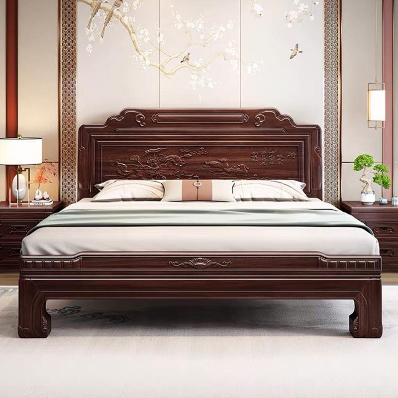 中新式全8实木床1.5米紫檀木主卧室双1人婚床明清古典.床-903#工