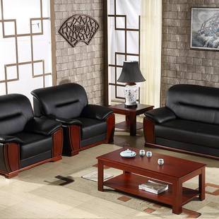 简约贴皮办公发茶几合单人三人办公具沙办公室接待家区BGSF0011会