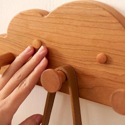 实木朵墙钩上壁挂衣进门玄关入户门后云挂衣架挂衣帽钩免ltao8306