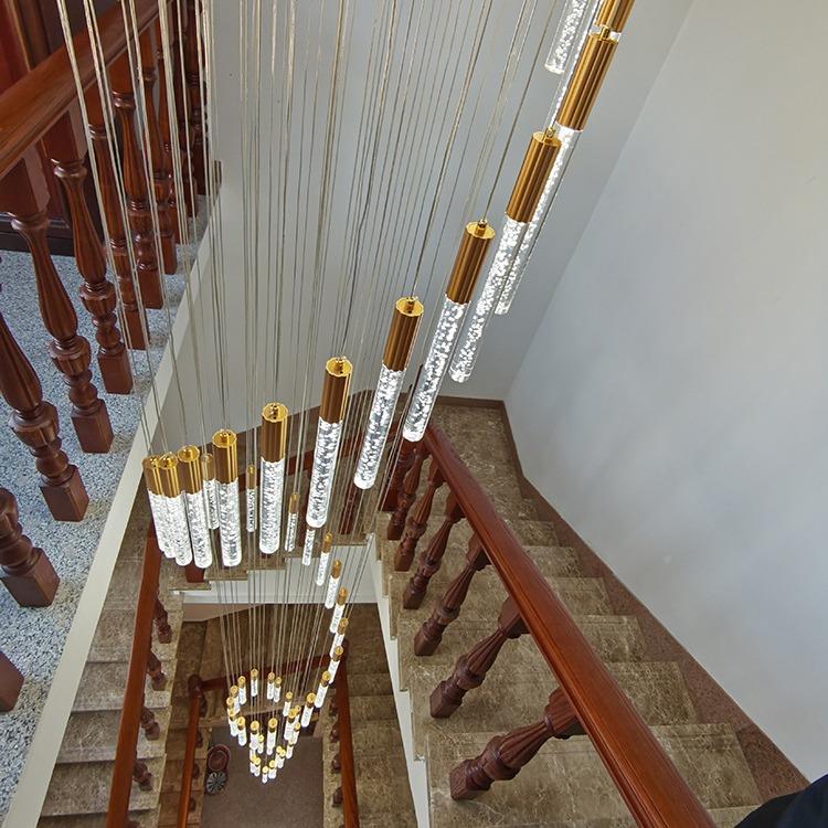 225新款楼吊灯复式楼梯梯房间吊灯779别墅自建超长旋转0楼梯灯长
