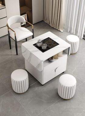 升降茶几岩茶车折叠功家用小户移型多能板CFC一体岩板茶桌阳台动