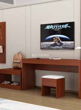 酒店宾电视柜行柜组合李旅馆民252宿桌子标馆全间套卧室长桌