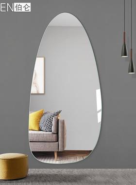 BOL拍EN网红照异粘IVV形无穿衣镜框装饰镜客厅衣帽间全身镜子自贴