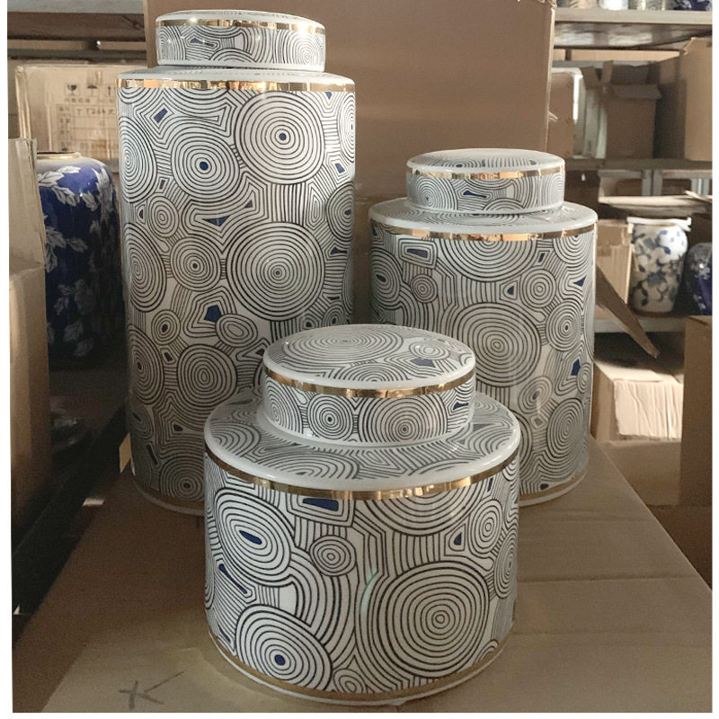 欧式中式复古描金陶瓷花瓶摆件