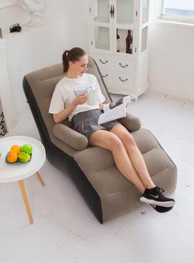 跨新充气沙发创意SFUU型充境气躺椅午休懒人沙发植绒充气沙款发