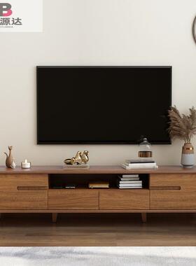 现代简约电视柜茶几边柜组合新中式地柜实木边矮JIT客厅框电视柜