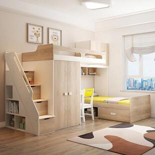 小户型组床合童多功儿平行交错式上下床带衣柜书诺贝尔衣桌能子母