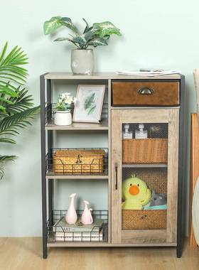 亚马逊结铁木合多层带抽屉储物橱柜餐厅房网置3CCWG-BK物厨架格门